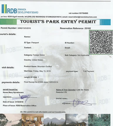 Rwanda Gorilla permit
